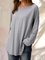 Gray Cotton Casual Crew Neck Solid Shirts & Tops