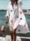 White Shirt Collar Floral Long Sleeve A-Line Dresses