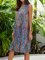 Stripes Printed Sleeveless V Neck Dresses