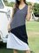 Color-Block V Neck Holiday Sleeveless Dresses