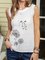 Dandelion Butterfly Print Round Neck Sleeveless Casual Tank Tops
