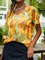 Crew Neck Shift Sunflower Short Sleeve Shirts & Tops