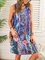 Purple Casual V Neck Floral Printed Dresses