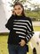 Contrast Striped Mockneck Sweater