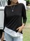 3/4 Sleeve Color-Block Shift Crew Neck Long Sleeve Tops