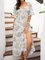 V Neck Short Sleeve Floral Elastane Dresses