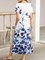 Printed Scoop Neckline Ombre/tie-Dye Short Sleeve Casual Holiday Dresses