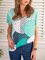 V-Neck Short Sleeve Fish Painting Print T-shirt & Tops