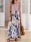 Vintage Floral Printed O-neck Sleeveless Maxi Dress