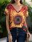 Vintage V-Neck Sunflower 3D Painting Print T-shirt
