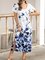 Printed Scoop Neckline Ombre/tie-Dye Short Sleeve Casual Holiday Dresses