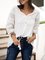Casual Solid Tie Tassel Neck 3/4 Sleeve Shirts & Tops