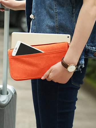 Women Men Nylon Passport Clutch Phone Bag Business Boarding Purse