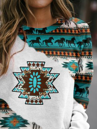 Off Shoulder Tribal Casual Sweatshirt