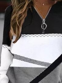 Casual Geometric V Neck Sweatshirt