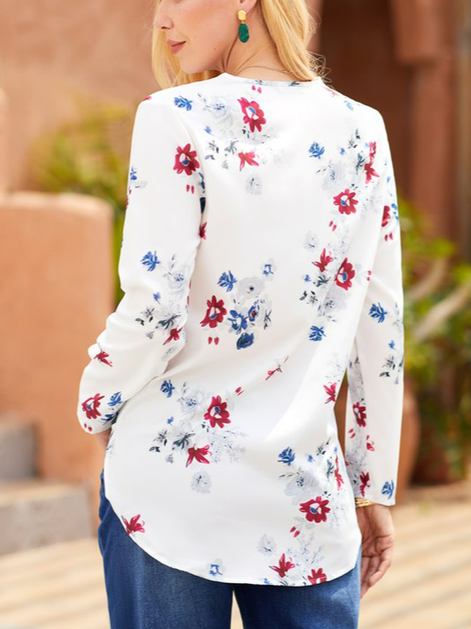 Elegant Floral-Print Shirts & Tops