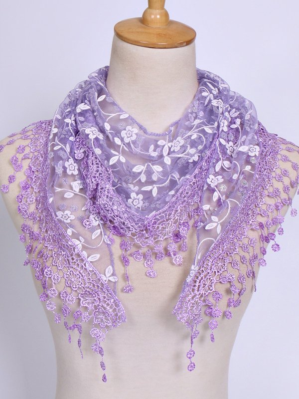 Lace Hollow Floral Silk Scarf Beach Scarf Everyday Matching